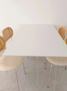 北欧家用实木餐椅奶油风高级感餐厅民宿藤椅中古软包休闲餐桌椅子