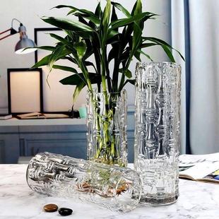特大号落地大花瓶摆件客厅高档水晶玻璃花瓶家用转运竹富贵竹花瓶