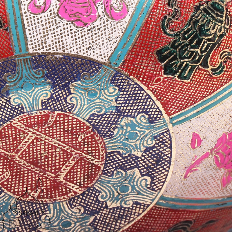 果基斯坦印度金属铜巴花漆彩黄铜雕盘水果盘干果盘婚房摆设工艺品