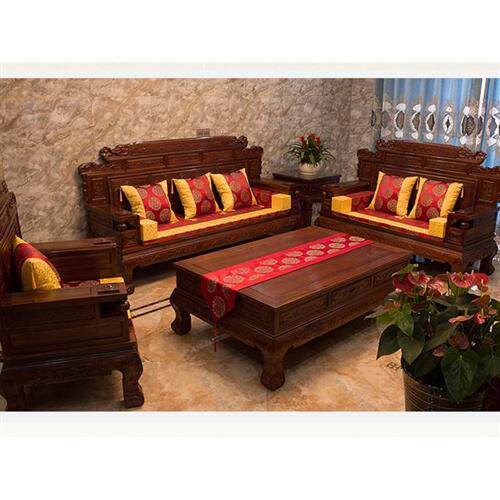 包邮中式实木罗汉床垫子五件套红木沙发海绵椰棕防滑坐垫加厚椅垫