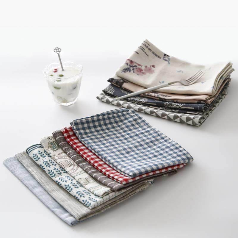 简约餐垫日式棉麻隔热盘子餐布西餐桌垫学生餐巾摆拍背景布艺