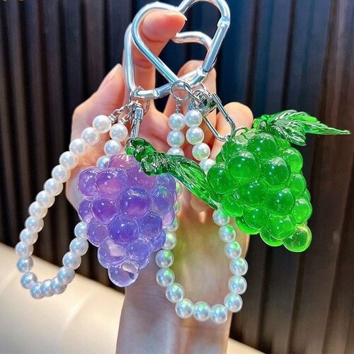 仿真葡萄珍珠小众清新钥匙扣