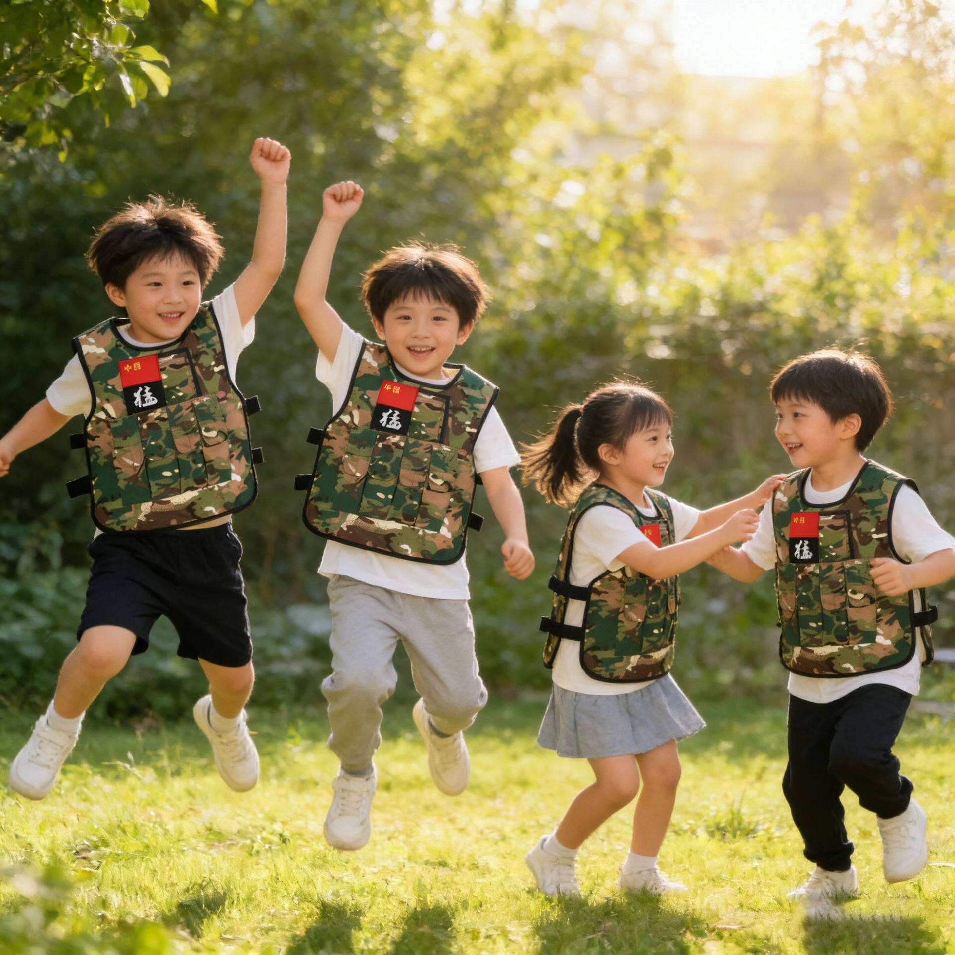 儿童迷彩马甲对抗战术背心团体训练服装幼儿园表演服小学生演出服