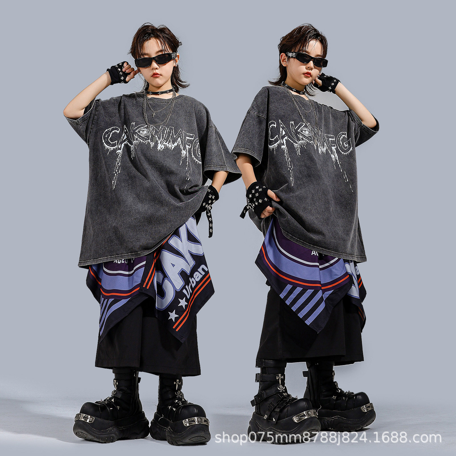 儿童街舞潮服男童宽松套装嘻哈hiphop潮牌炸街童装架子鼓表演服装