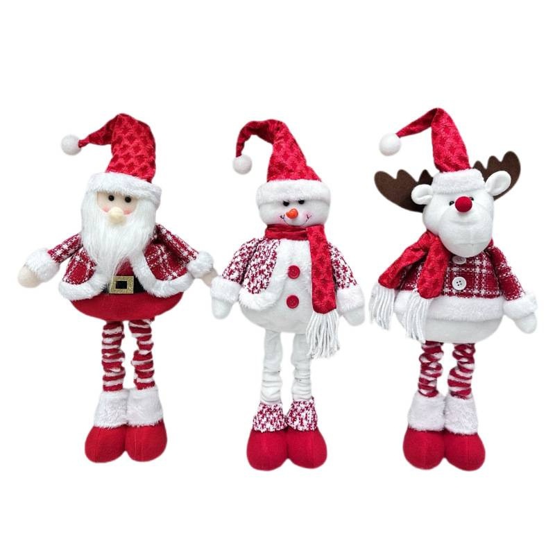 圣诞节伸缩公仔雪人麋鹿玩偶圣诞围巾老人公仔装饰品摆件跨境批发