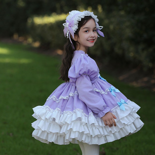 一件代發(fā)2025春秋新款 公主裙兒童洛麗塔Lolita 女童泡泡袖 童裝