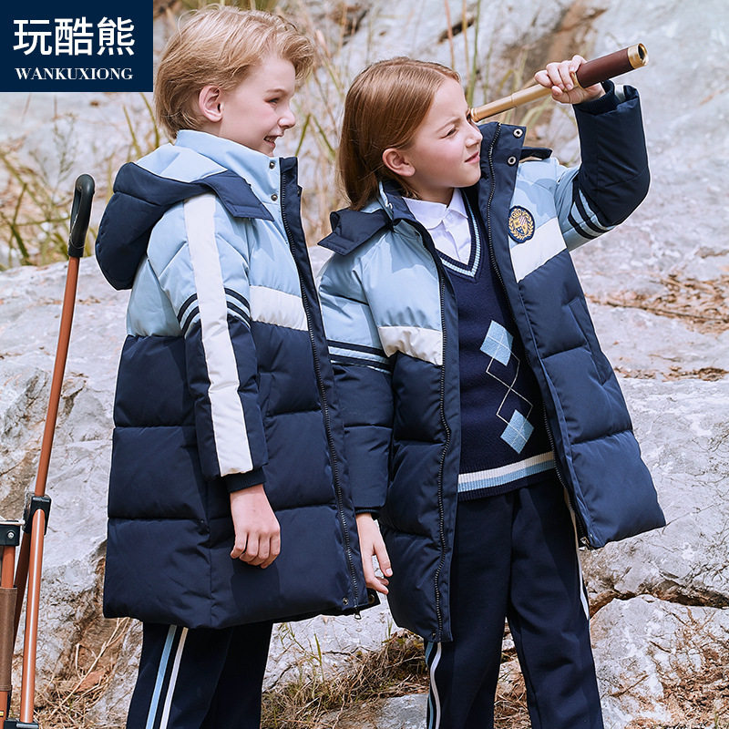 幼儿园园服秋冬装儿童加厚中长款棉衣外套中小学生校服班服学院风