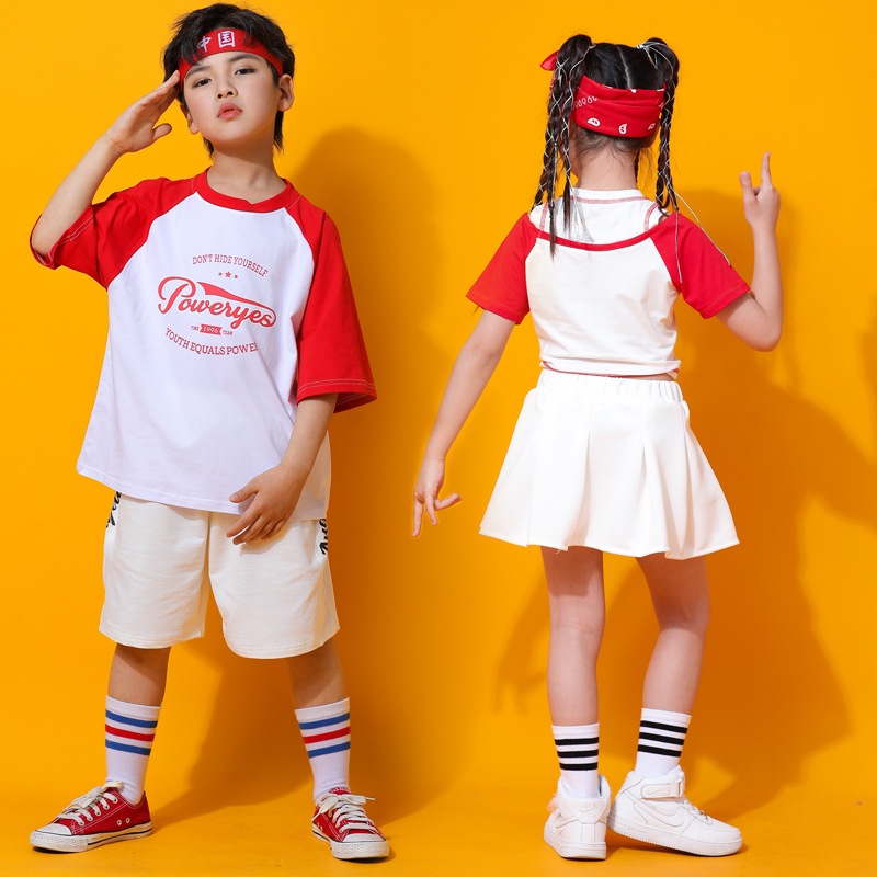 小学生运动会服装六一儿童啦啦队演出服女童爵士舞表演服装夏季套