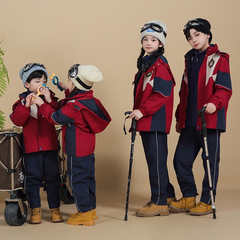 小学生可拆卸冲锋衣校服秋冬套装幼儿园园服儿童户外班服湖州织里