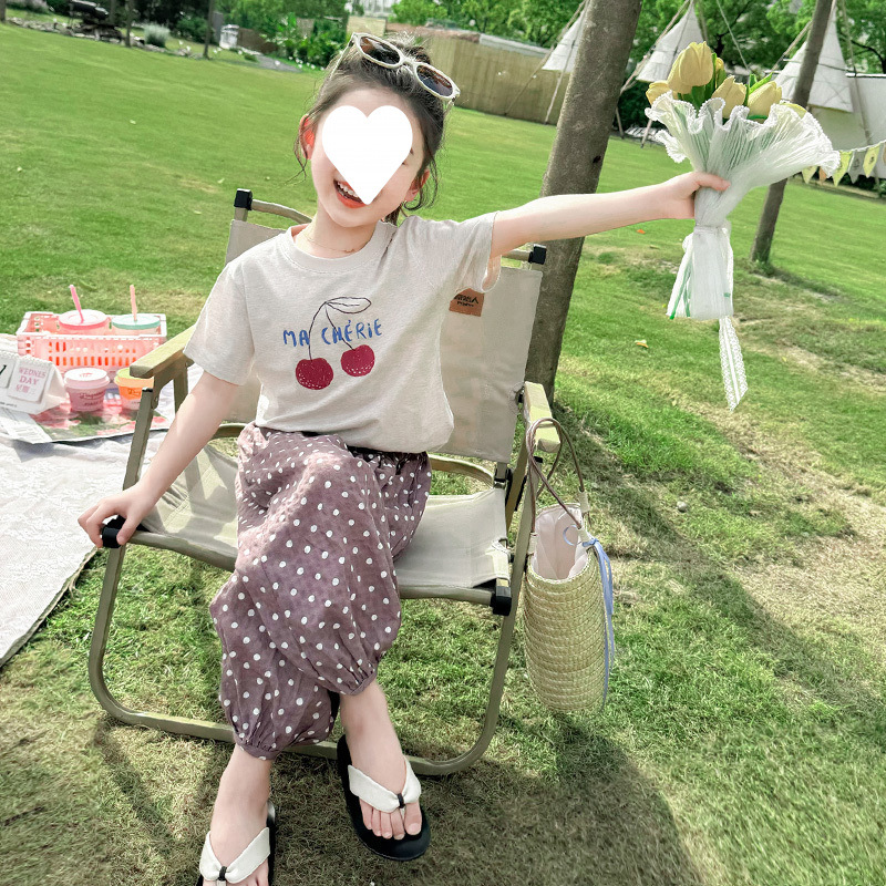 女童夏装防蚊裤套装2025新款儿童夏季时髦洋气两件套宝宝衣服