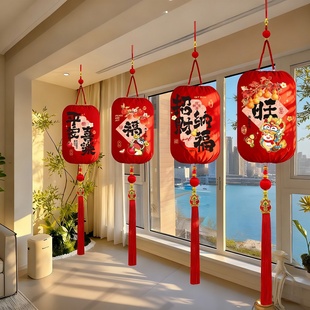 圆形新年灯笼挂件马年新款 饰品 大门口挂饰一对春节过年阳台喜庆装