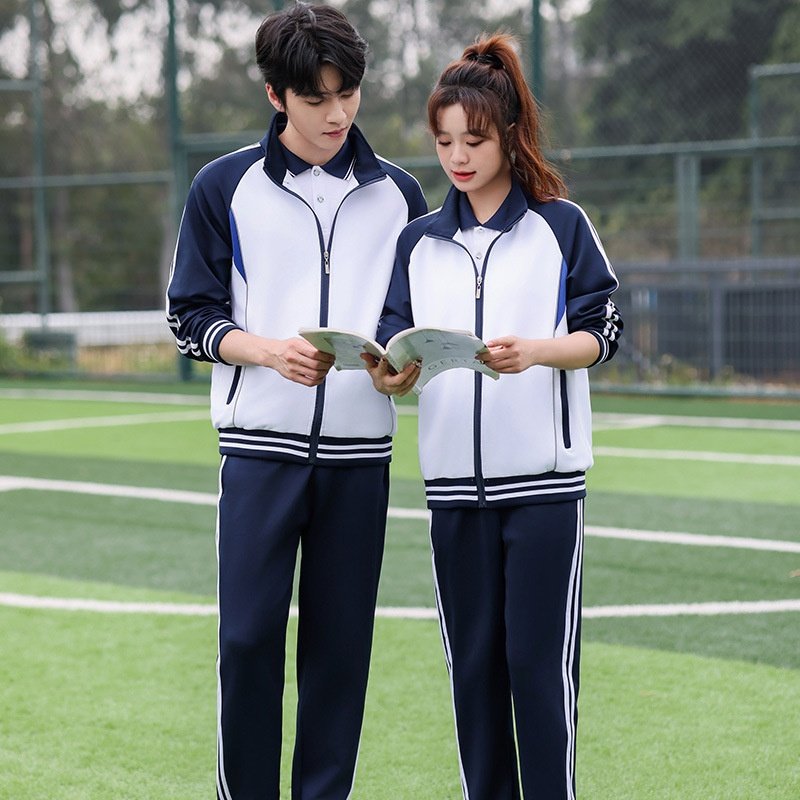 新款中学生校服套装南韩丝长袖休闲运动男女情侣装小学班服