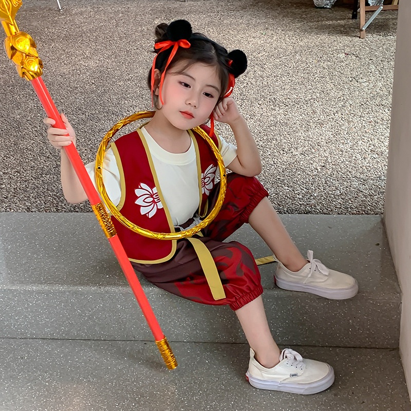 哪咤cos服装儿童啦啦队演出服女童衣服宝宝幼儿园六一合唱表演服