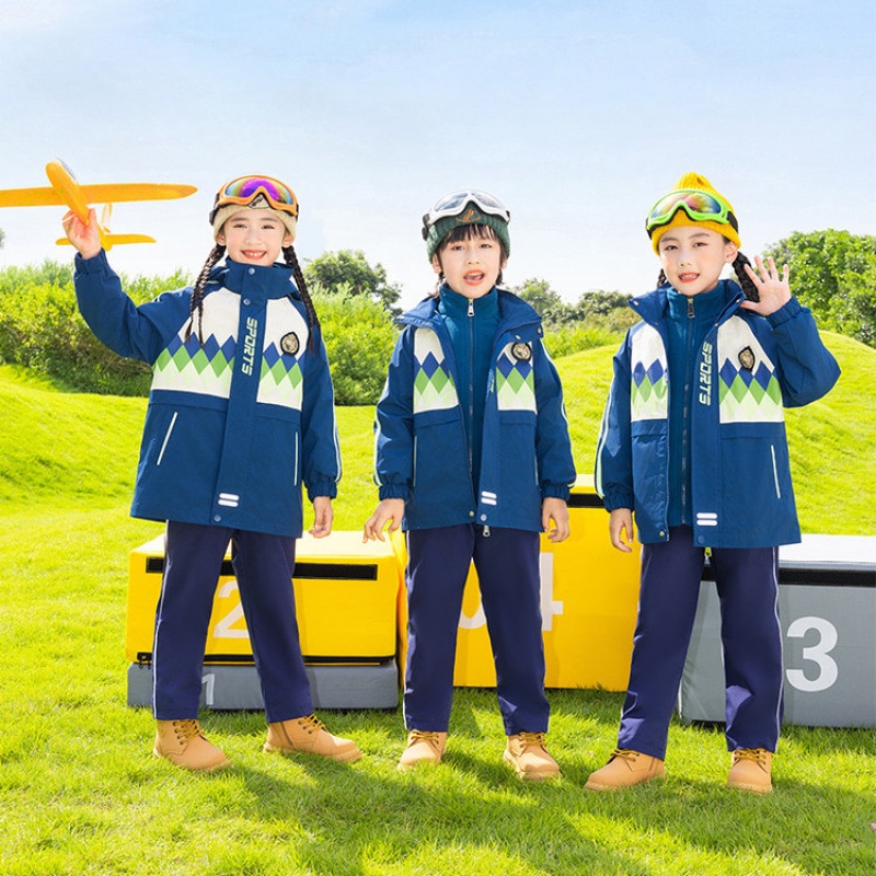 2025新款小学生校服秋冬装冲锋衣运动三件套冬季儿童班服幼儿园