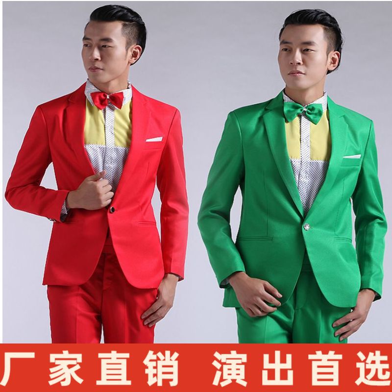 舞台表演出服男士西服套装年会大合唱歌手主持人伴郎礼服影楼