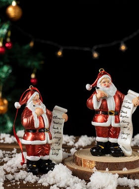 跨境新品圣诞老人圣诞树装饰挂件圣诞节挂饰家居场景布置树脂摆件