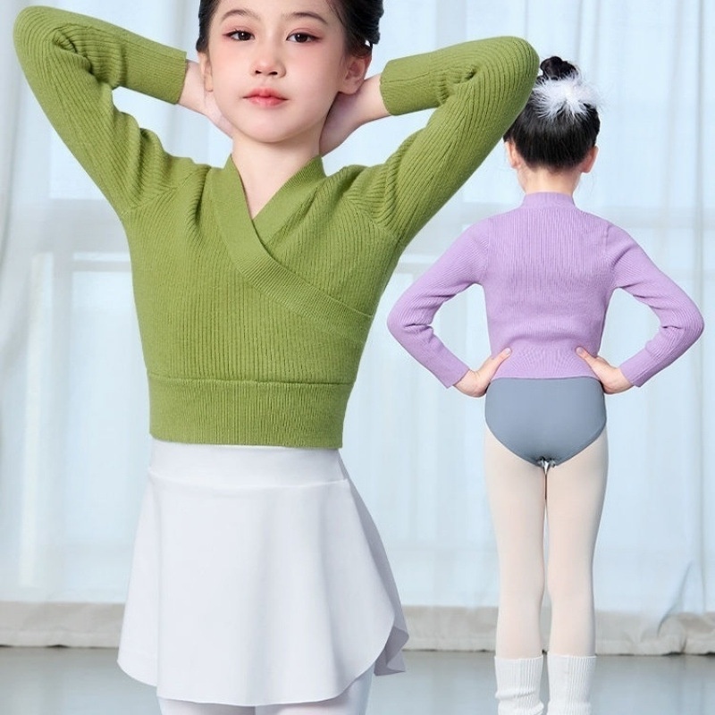 儿童舞蹈服毛衣女童芭蕾舞练功服中国舞长袖护肩外套秋冬季