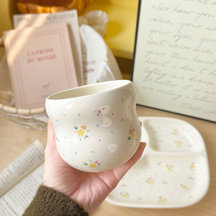 ins小清新碎花咖啡杯陶瓷手握杯水杯家用茶杯高颜值杯子女生韩国