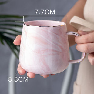 制简约大理石纹杯伴手礼 陶瓷杯子咖啡杯马克杯ins早餐牛奶杯定