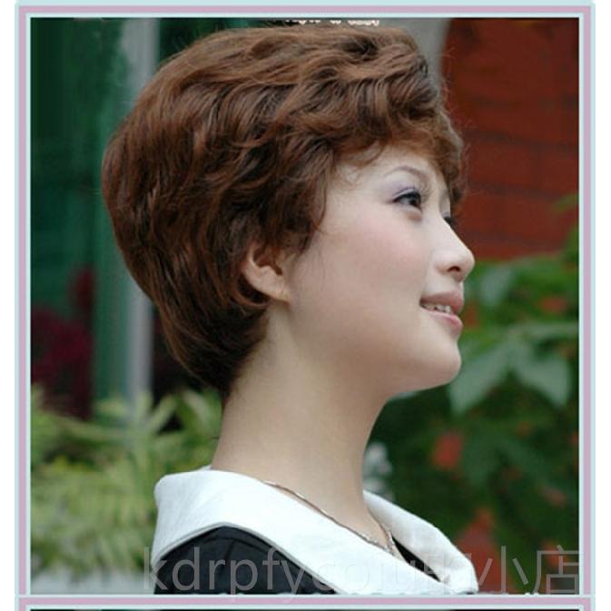 正品中老假发型发中真年女式短卷发送妈妈全头年套假发短发发真人