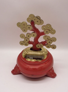 太阳能汽车内饰装饰品摆件摇钱树红色经典款式金色红色仪表台摆设