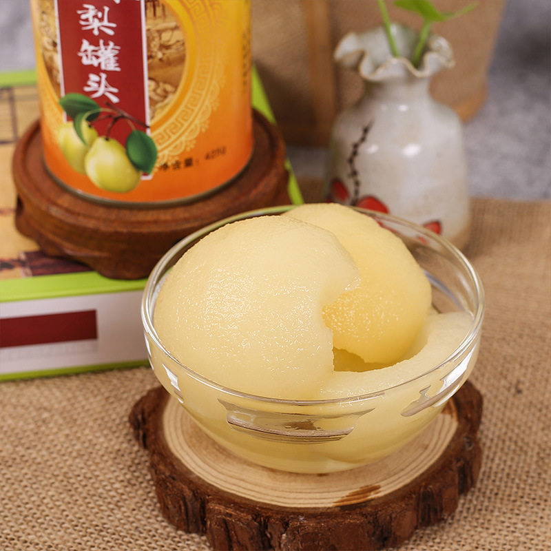 梨子罐头厂家直销新鲜糖水梨罐头整箱425g*6罐水果罐头