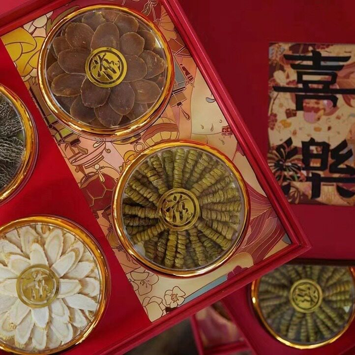 喜乐四拼礼盒 软枝花旗参羊肚菌红参石斛西洋参多拼中秋礼盒