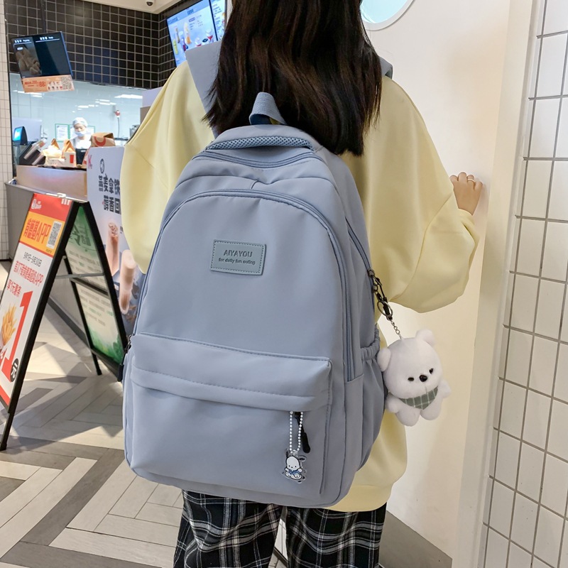 日本简约百搭ins双肩包女大容量高中学生初中生书包大学生电脑背
