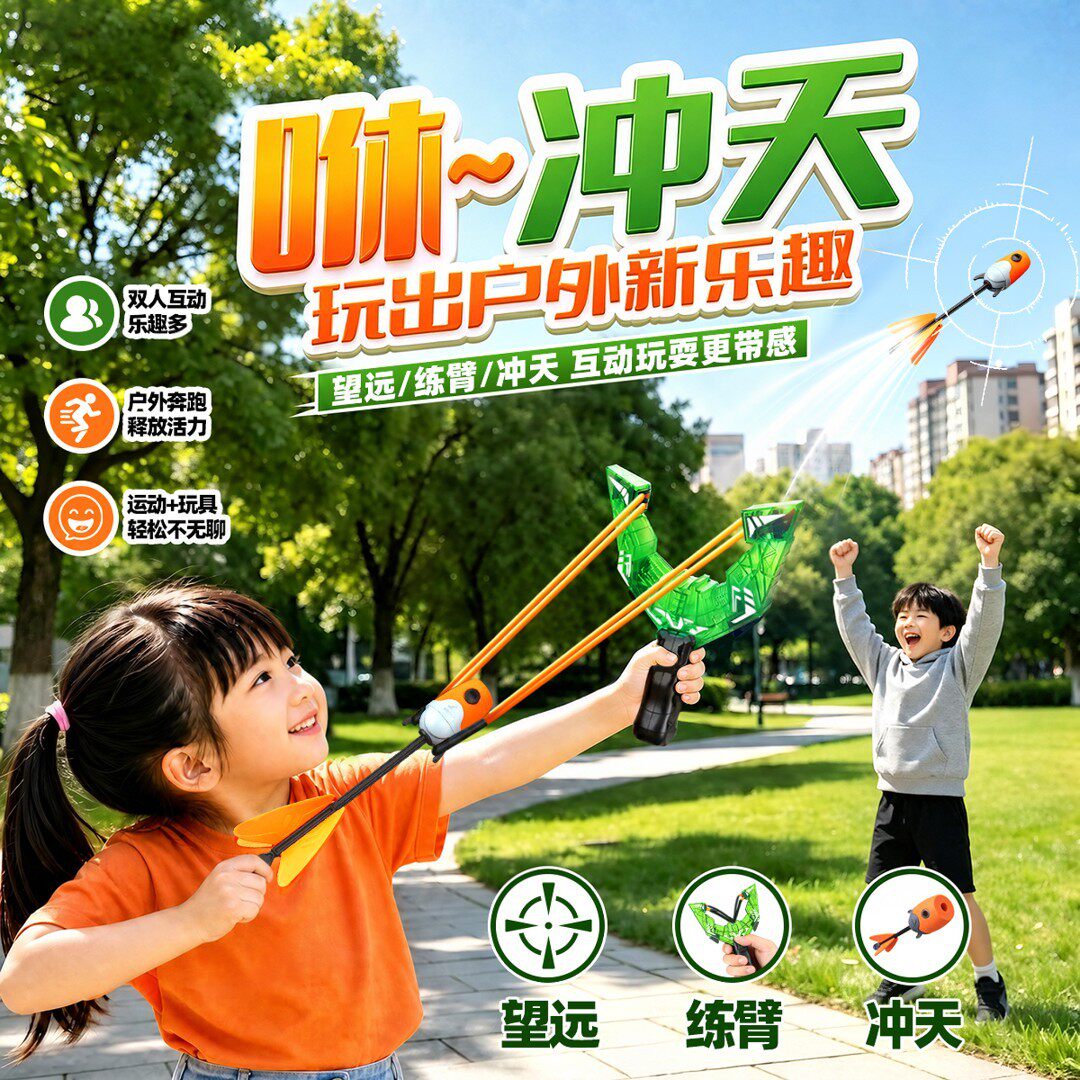 亲子互动声光火箭弹射飞天哨
