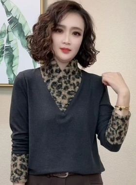 2025冬季长袖女修身型常规款洋气时尚T恤上衣#66005