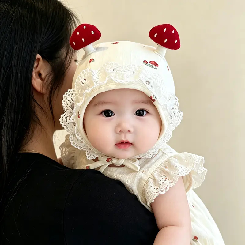秋冬女宝蕾丝护耳保暖防风帽