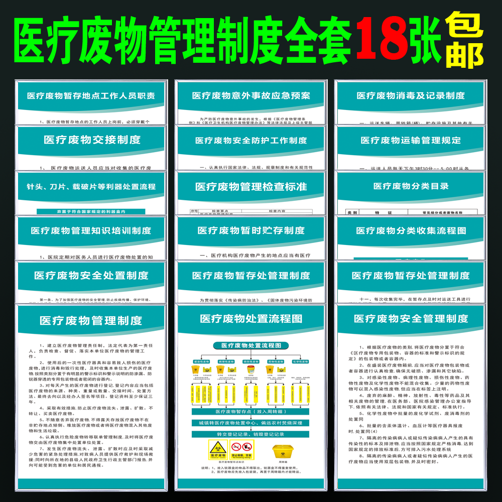 医疗废物管理制度处理流程图墙贴