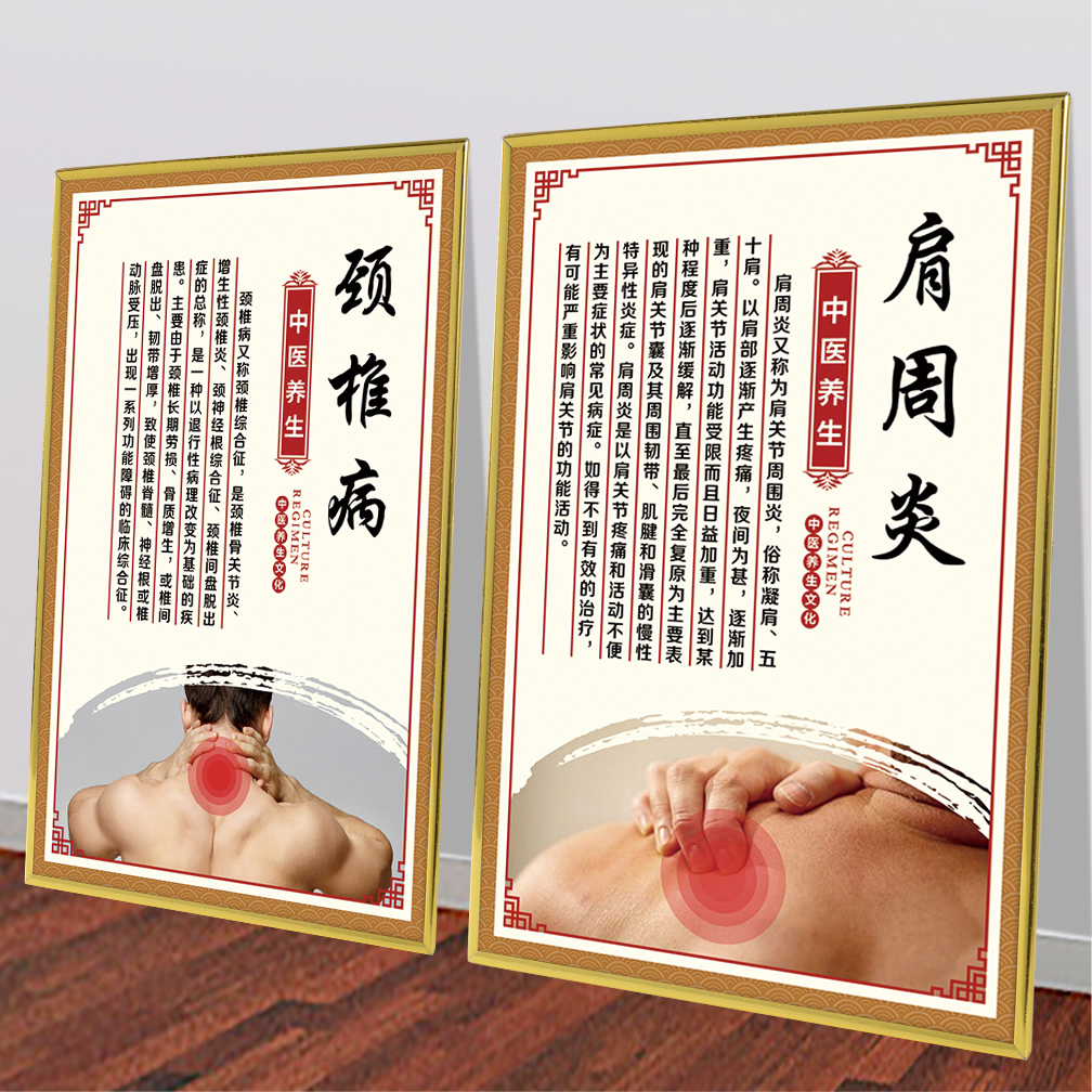 颈椎腰椎间盘肩周炎装饰画墙贴纸