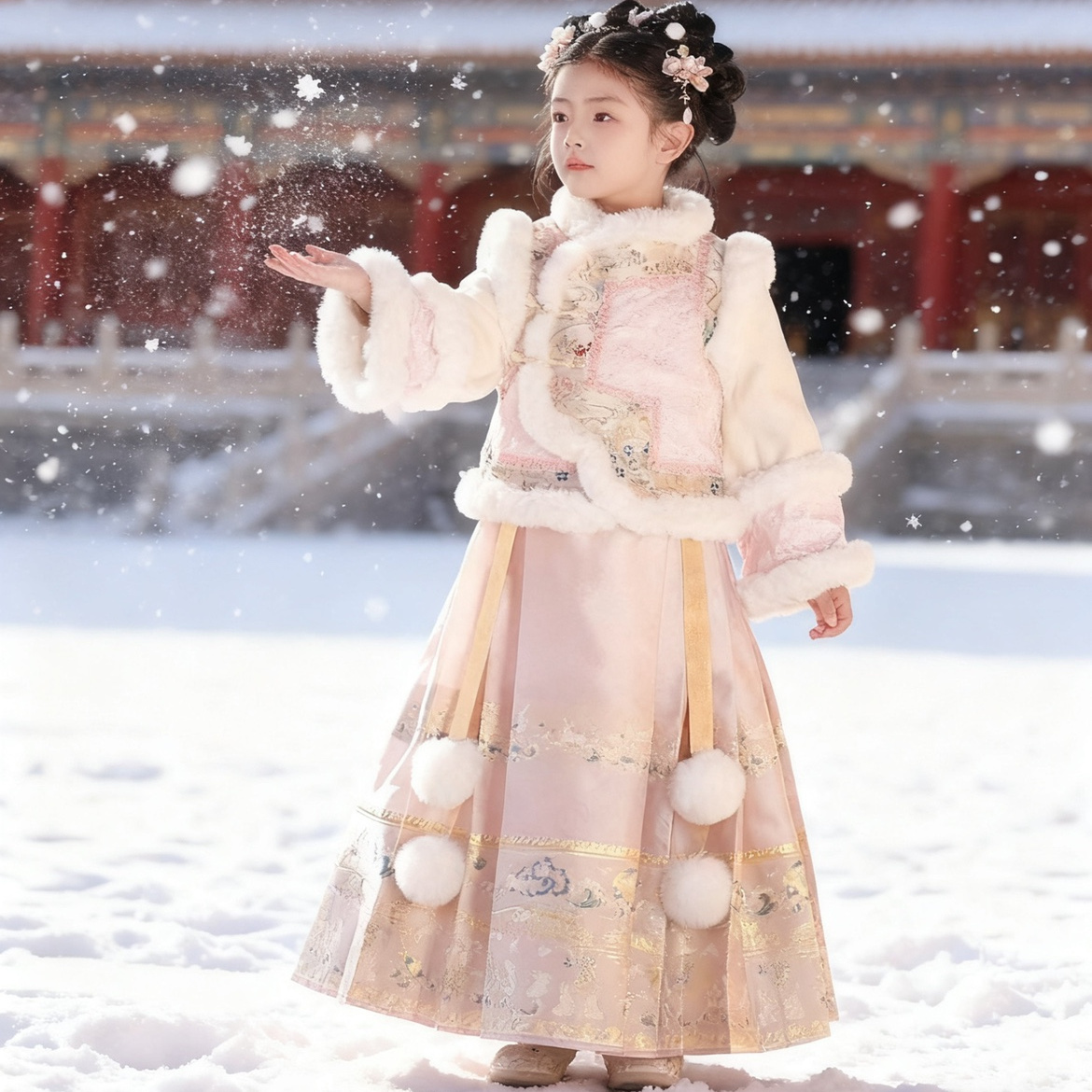 汉服女童春秋款加厚中国风儿童