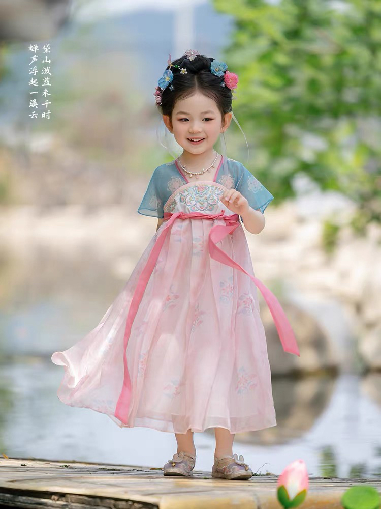 女童夏季2025新款儿童古风仙气薄款襦裙小女孩古装古筝表演服