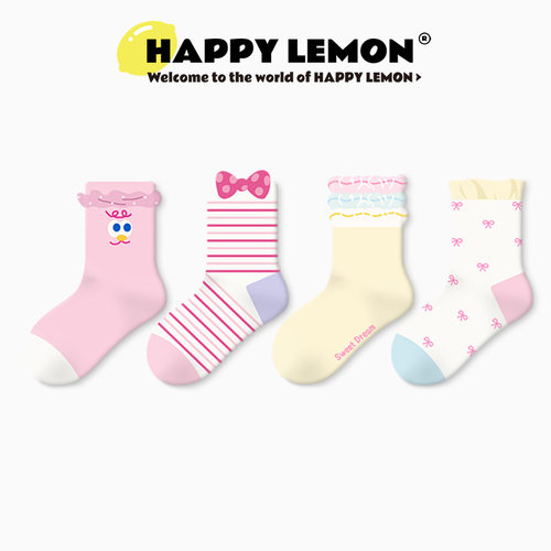 happylemon可爱卡通中筒儿童袜