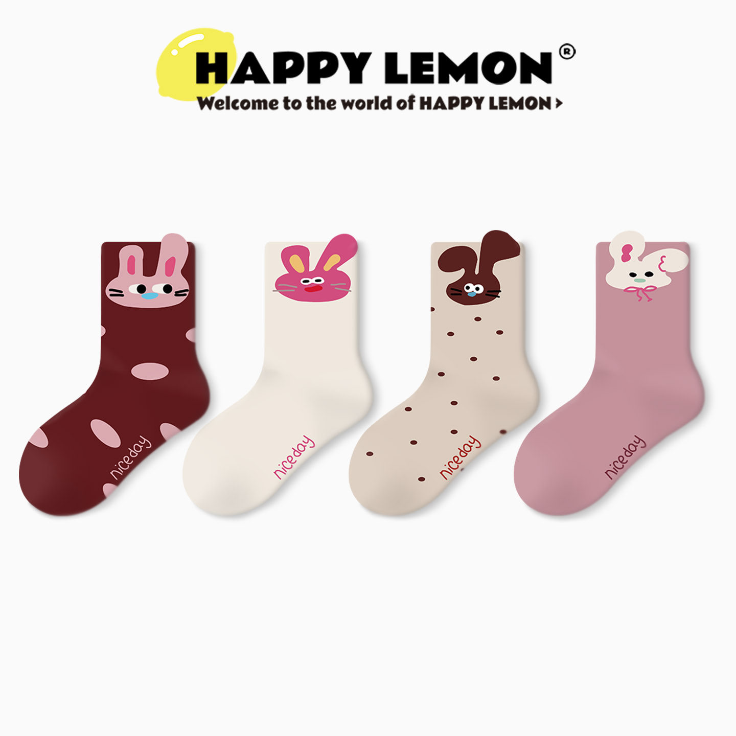 happylemon儿童毛圈袜中筒女童