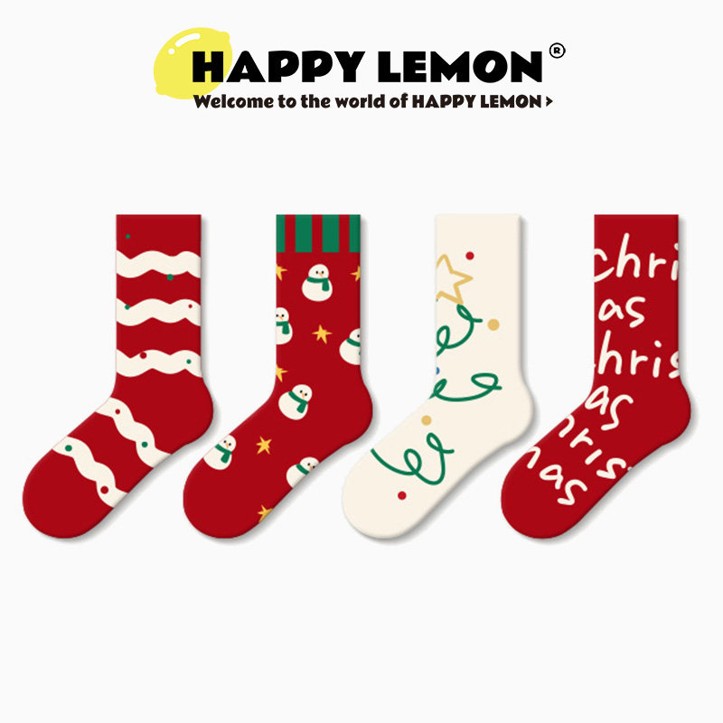 圣诞袜男女袜子秋冬ins潮礼物袋可爱居家长袜礼盒情侣中筒袜秋冬