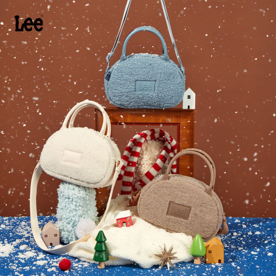 Lee官方女士毛绒豆丁包迷你百搭保龄球包时尚休闲斜挎包ins手提包