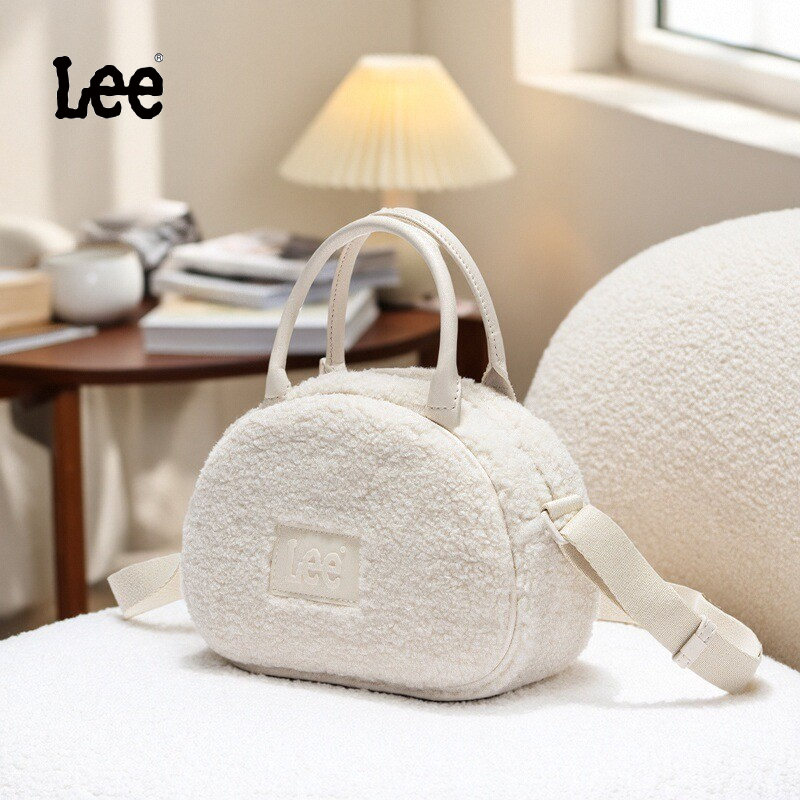 Lee官方女士毛绒豆丁包迷你百搭保龄球包时尚休闲斜挎包ins手提包