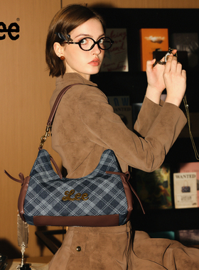 Lee2025秋冬新款腋下包格纹托特包通勤百搭单肩包时尚潮流月牙包