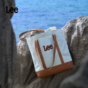Lee时尚 单肩包女潮流牛仔包百搭通勤 简约大容量拼接托特包流行款