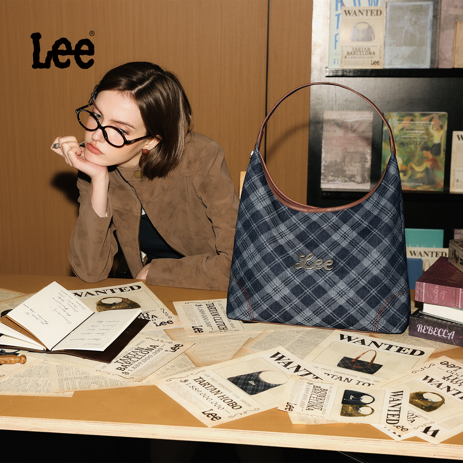 Lee官方正品少女侦探V系列托特包