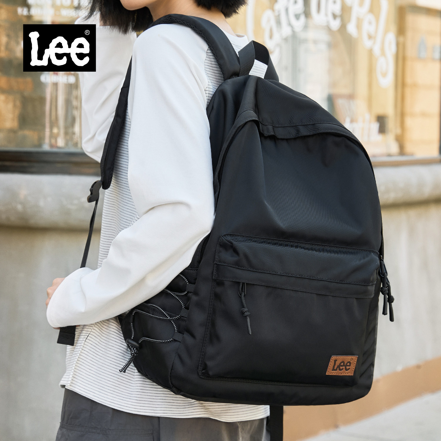 Lee春夏新款大学生书包女时尚简约双肩包轻便大容量户外旅行背包