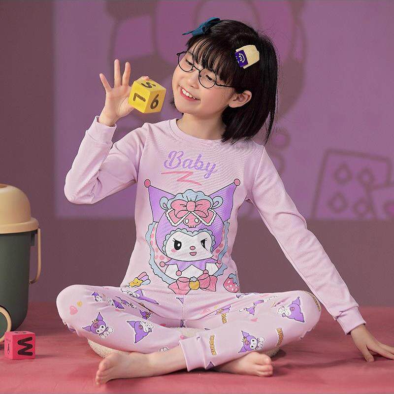 儿童秋衣秋裤纯棉宝宝秋衣卡通库洛米套装女童家居服保暖内衣睡衣