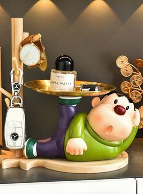 放钥匙扣摆件胖虎摆件创意玄关入户鞋柜钥匙收纳客厅电视柜家居装