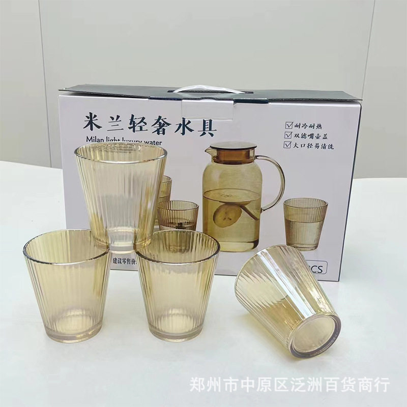 轻奢高硼硅冷水壶玻璃家用凉水壶水具套装客厅水杯耐热礼盒装