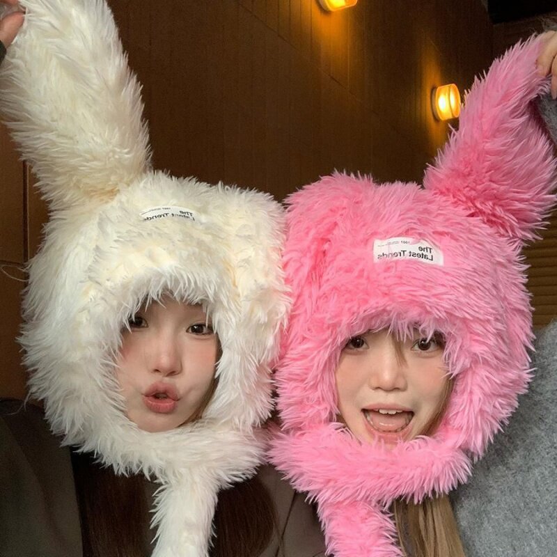 甜美少女心可爱兔耳帽子保暖加厚毛绒帽子女秋冬防寒护耳雷锋帽抖