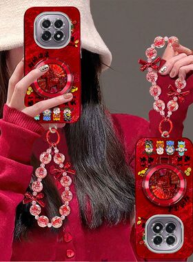 适用oppoA5手机壳PKQ110带镜头膜opopa5pro保护套PKP110新年女款opa5 5G手链支架0pp0a5pr0全包边防摔高级红