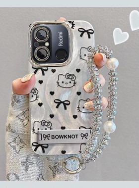 适用小米红米12c手机壳带镜头膜22120RN86C新款全包redmi12C好看女生hongmi12c保护套软hm12c卡通c12防摔手链